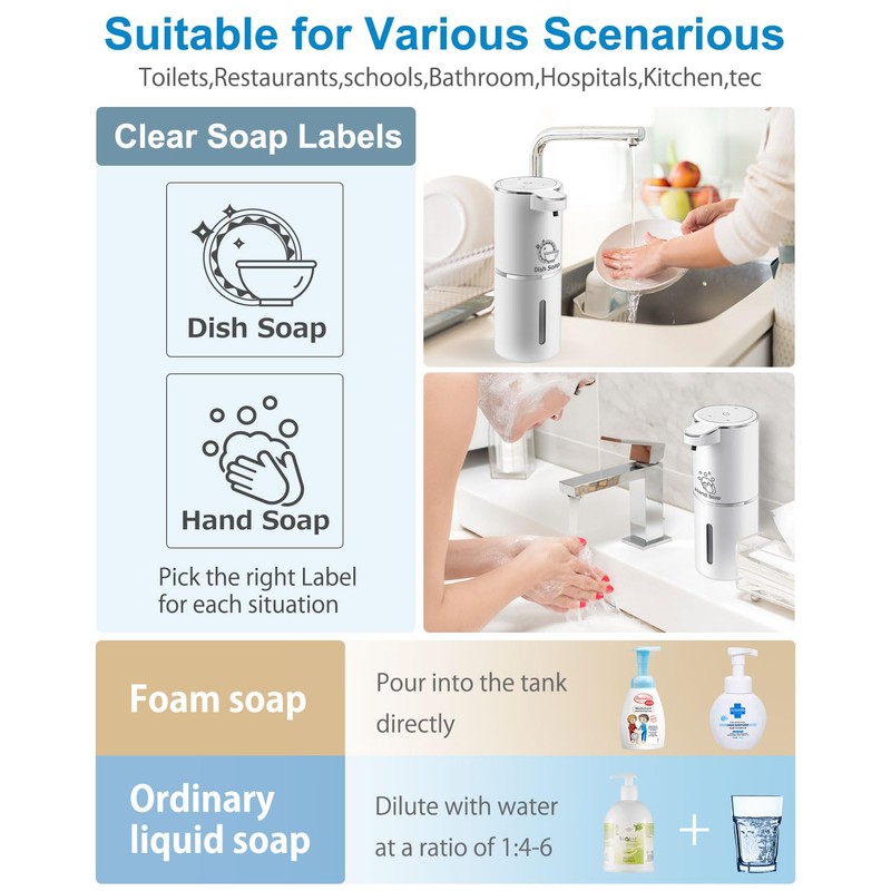 Gotofine Automatic Foaming Soap Dispenser, 4-Level Adjustable Foam, Wall Mount,