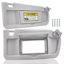 Left and Right Sun Visor Compatible with Honda Civic 2006-2011, Replaces 83280-SNA-A01ZC, 83230-SNA-A01ZC, Gray with Mirror, Exact Fit Driver and Passenger Side (EX, LX, Sedan, Coupe)
