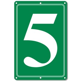 i-CowFun Premium Aluminum Number Signs 5, Metal 12" X 8" Green Numbered Signs Outdoor for Parking Lots, Floor, Dock, Court, Aisle, Field, High Visibility, No Fade, Weather-resistant