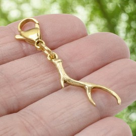 Gold Antler Clip-on Charm, Nature-Inspired Accessory for Bags and Jewelry, Ideal for Outdoor Enthusiasts