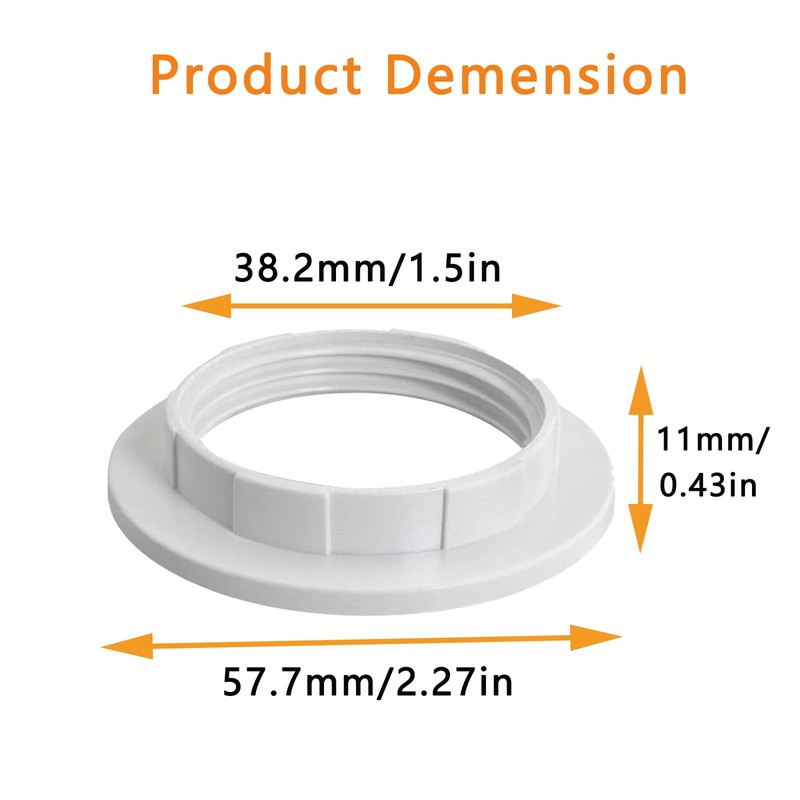 E26/E27 Light Socket Ring, Lamp Shade Holder Adapter Ring, Diameter