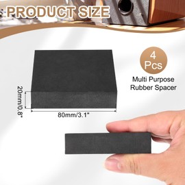 PATIKIL Rubber Solid Anti-Vibration Pads, 4 Pcs 80mm x 20mm Thick Rubber Square Washers Multi-Purpose Gasket Pad Bushings Spacer for HVAC Compressor Air Conditioner, Black