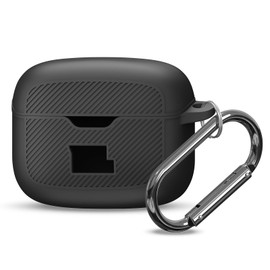 Silicone Case Compatible with Tune Buds,Shock Proof Waterproof Portable Protective Cover with Metal Carabiner [Front LED Visible] Black