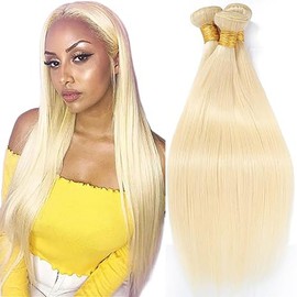 KS #613 Straight Human Hair 3 Bundles For Women Blonde Color 24 26 28 Inch