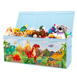 Large Toy Box Chest Organizer with Flip Lid for Kids, Collapsible Oxford Toy Storage Box with Handles for Boys Girls, Sturdy Waterproof Storage Organizer for Bedroom Playroom Nursery, 37.7×12.5×15.7''