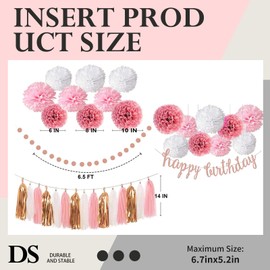 EKSMA 26PCS Rose Gold Birthday Decorations - Complete Birthday Decor Set to Enhance Your Celebrations!