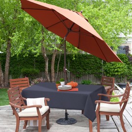 LVTXIII Outdoor Tablecloth with Umbrella Hole and Zipper, 60 x 84 Inch Water-Repellent Patio Table Cloth, Rectangle Table Covers for Backyard Garden, Navy Textured