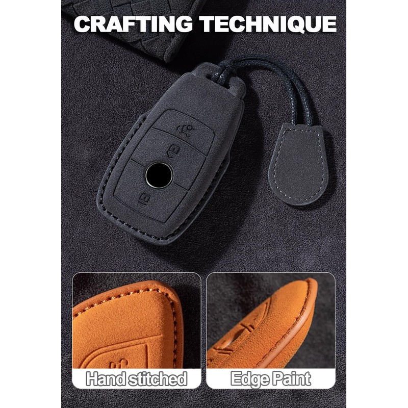 ontto Suede Car Key fob Cover Fit for Mercedes A