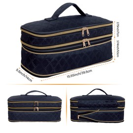 UOZL Hair Dryer Curling Iron Storage Bag, Travel Carrying Case, Slim Expandable Handheld Dual-Layer Travel Storage Bag for Dryer/Hair Tool Organizer/Style Organizer (Black)