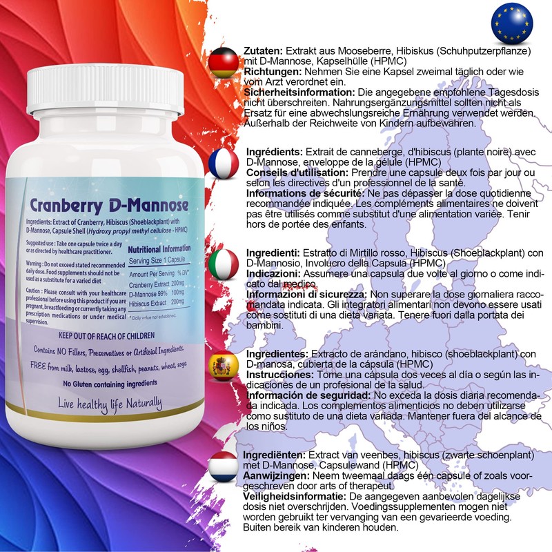 Ayushya Cranberry D-Mannose with Hibiscus Extract Capsules UTI Bladder Support