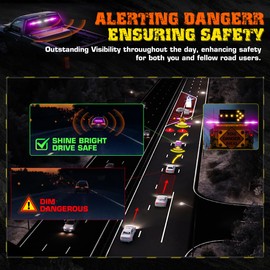 LRTER 2x17.7 Emergency Flashing Warning Strobe Lights Bar w/Digital Display Controller 20 Flash Patterns Interior Safety LED Traffic Advisor Strobe Light for Trucks Vehicles (Purple/White)