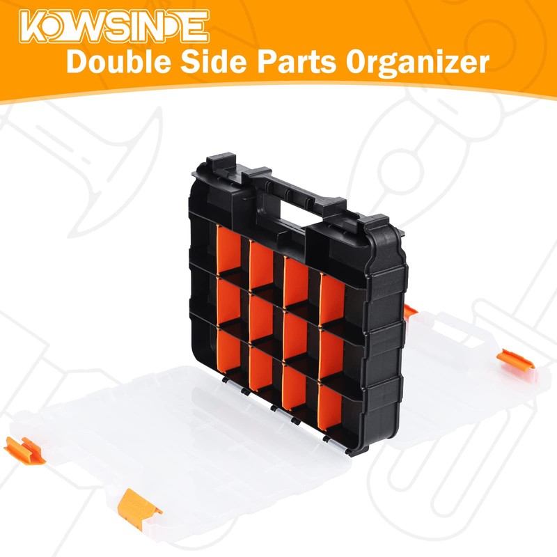 Kowsinde Double Side Tool Organizer, Hardware Storage Box, 34-Compartments Small