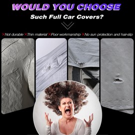 KEYOOG Universal Waterproof Heavy Weight Full Car Covers, Fit SUVs, All Weather, Outdoor Full Cover Weatherproof UV Sun Protection Snow Dust Storm Resistant with PEVA Cotton, Fit Length 164"-178"