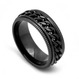 VQYSKO Black Intertwine 8mm Spinner Ring Stainless Steel Fidget Ring Anxiety Ring for Men, Size 7-12 (Black, 7)