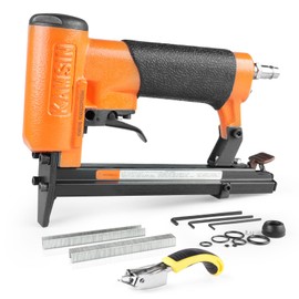 KAMSIN #KN8016 21 Gauge Pneumatic Fine Wire Stapler, 1/2-Inch Crown Staples, 1/4-Inch to 5/8 -Inch Leg Length Power Upholstery Staples Gun for Furniture,Cabinets, Bedding, Picture Frames