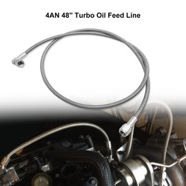 Turbo Oil Feed Line 4AN Turbo Feed Line 48" Length Stainless Steel Braided 4AN Pressure Stainless Remote Turbocharger Oil Drain Return Line AN4 90 Degree End Straight Hose End