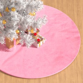 MoNiBloom Faux Fur Christmas Tree Skirt Festive Tree Skirt Decor for Xmas Holiday Tree Ornaments Christmas for Christmas Home Party Decoration (Pink, 47 Inch)