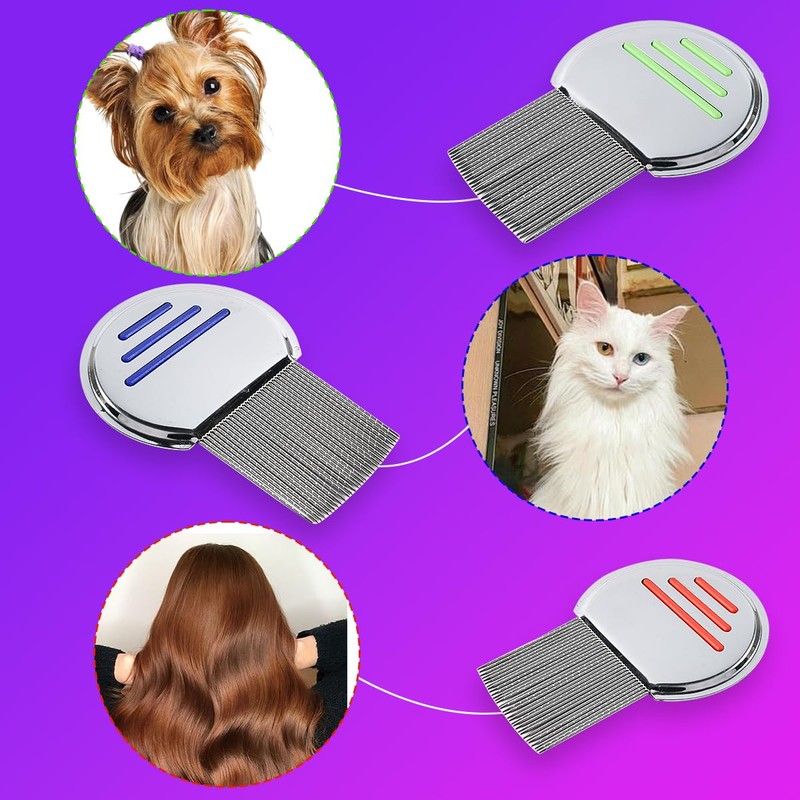 CENPEK 3 Pack Lice Combs, Flea Lice Removal Combs Head