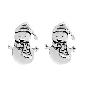 AeraVida Festive Happy Snowman .925 Sterling Silver Post Stud Earrings | Stud Earrings Sterling Silver | Snowman Earrings | Christmas Stud Earrings | Holiday Fine Earrings Jewelry