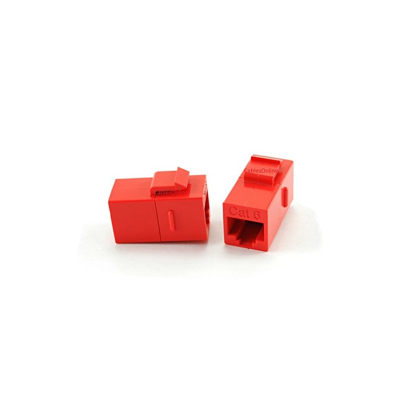 CablesOnline, 10-Pack CAT6 Female/Female RJ45 Ethernet Red Keystone Jack Coupler,