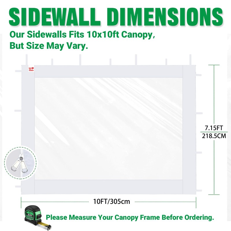 Acepic Clear Canopy Sidewalls for 10x10 Pop Up Tent, Transparent