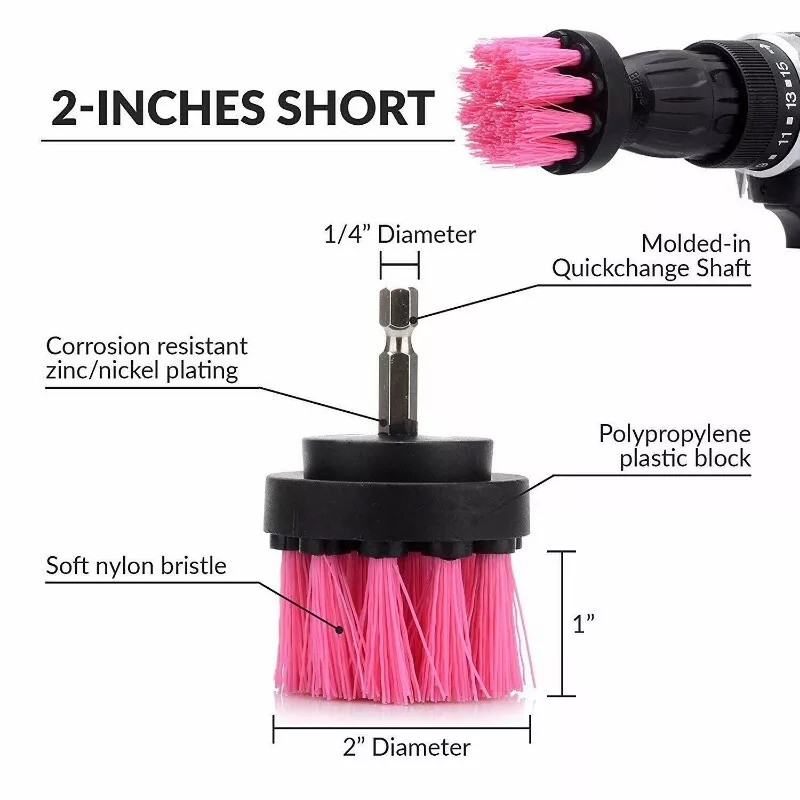 CarCarez 3 Pcs/set Drill Brush Power Scrubber Drill Attachments Cleaning
