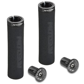 Bike Grips Single Aluminum Alloy Lock on + Aluminum Bar End Plugs,Bicycle Handle Bar Foam Soft Comfortable Non-Slip Bike Handle Grips,Handlebar Caps for BMX Mountain MTB Cruiser Scooter (Black)