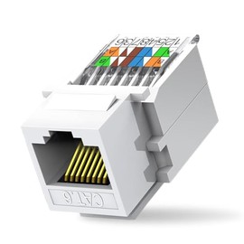 Paquete de 10 conectores Keystone RJ45 Cat6 sin herramientas, módulo acoplador que no requiere herramienta de punzonado (no compatible con panel de parcheo), blanco
