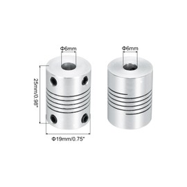 QUARKZMAN 4 Pieces 6 mm to 6 mm Aluminium Alloy Shaft Coupling L25 x D19 Flexible Coupling Carrier Stepper Motor Joint Connector for 3D Printer CNC Machine DIY Encoder, Motor Shafts, Silver