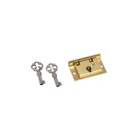 Half Mortise Chest Lock Small Half Mortise Box Lock Premium Quality Heavy Duty Brass Antique Lock Cast Brass Strike Plate with 2 Keys for Jewelry Humidor Small Petite Box Lock