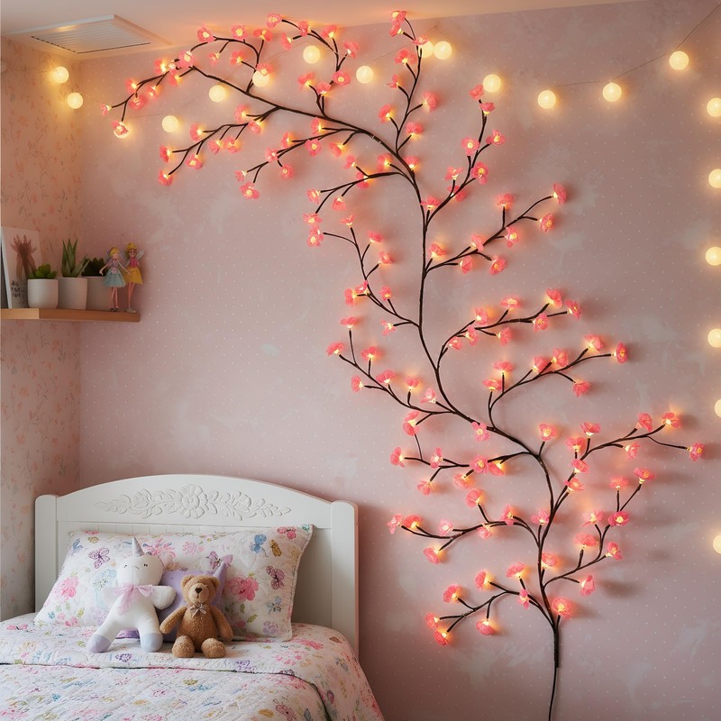 NXUEBDU 7.5ft Pink Cherry Blossom Tree Light, 144 LEDs USB