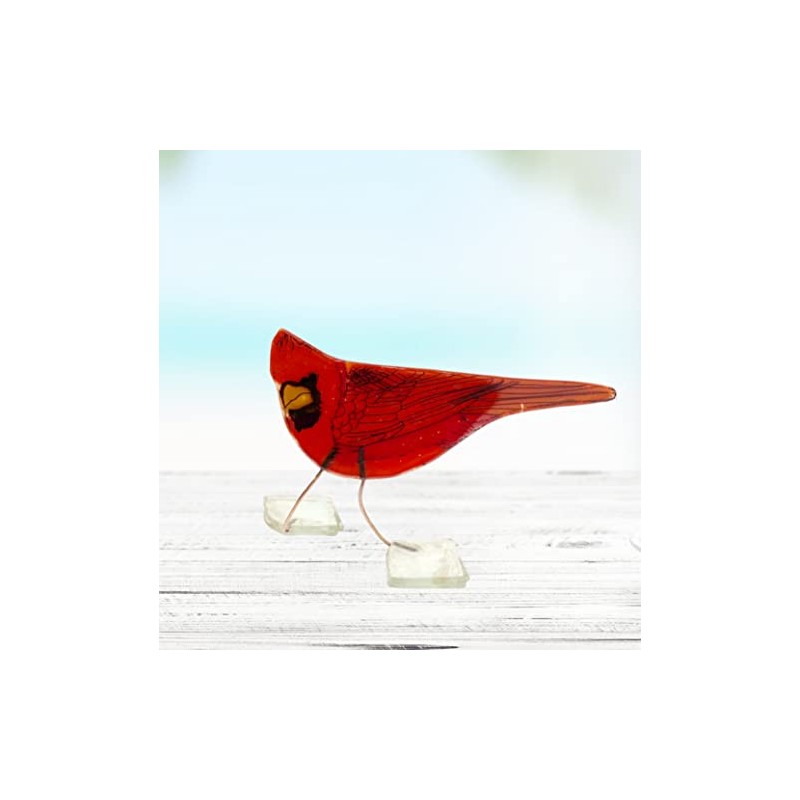Glass Cardinal Figurine - Recycled Glass Special Moments Standing Bird