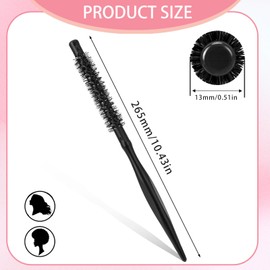 2 Stück Rundbürste Klein zum Föhnen, Schwarz Speziellen Haarbürste Rund 1.3 cm Mini Lockenbürste mit Aluminiumrohr Professionelle Föhnbürste Bart Bürste für Dünnes, Haar Bart, Ponytail, Locken