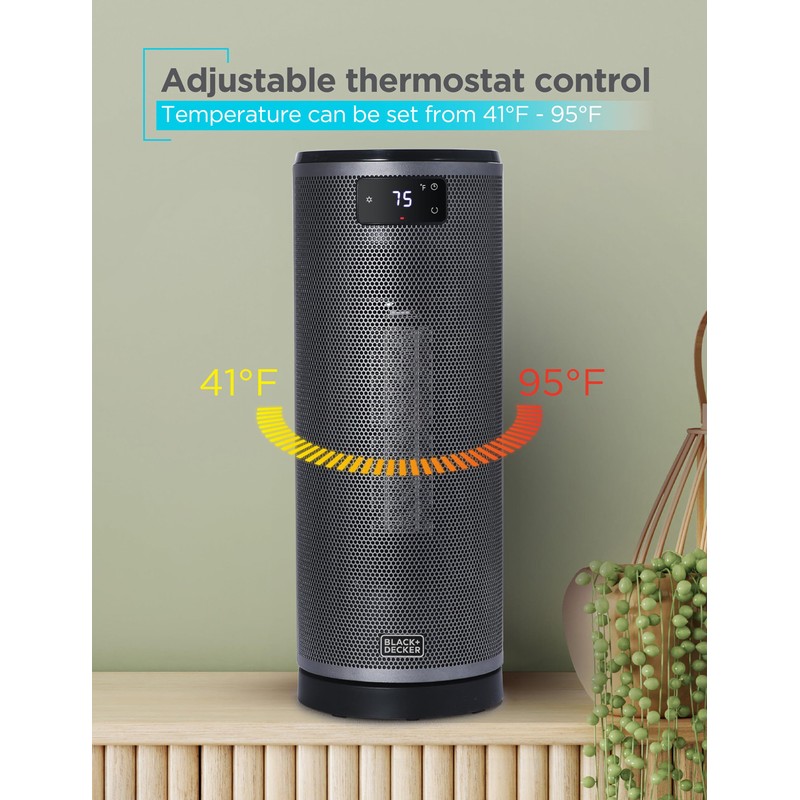 BLACK+DECKER Ceramic Oscillating Tower Heater with Remote Control, Space Heater