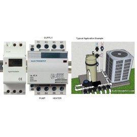 MIGRO 40A Timer 4 Pole Time Switch 120VAC, 7 Day 24 Hr Programmable DIN, 50A  30A, 2Hp