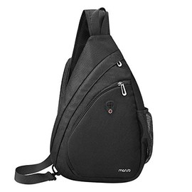 MOSISO Sling Hiking Backpack,Travel Daypack Fan-shaped Rope Crossbody Shoulder Bag, Black