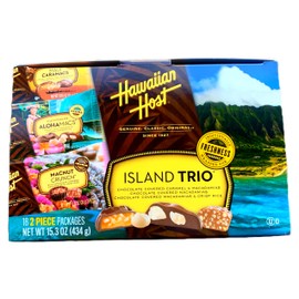 Hawaiian Host Island Trio Gift Pack 18 Count Chocolate and Macadamia