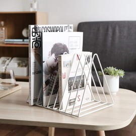 Sooyee 2 Pack 9 Slot White Magazine Holder,Desktop File Sorter Organizer Triangle Bookshelf Decor Home Office