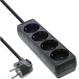 InLine® Socket Strip, 4-Way Protective Contact 3 m, Black
