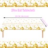 2Pcs Ramadan Table Cloth for Eid Tablecloths Party,130*220cm White Gold