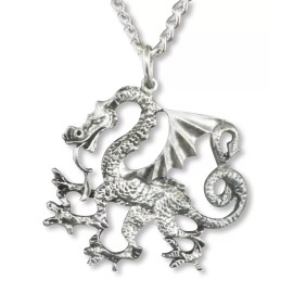 Real Metal SALE! Mystical Classic Dragon Silver Finish Pewter Necklace NK-9