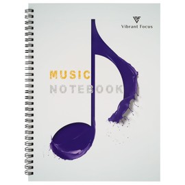 Vibrant Focus Manuscript Paper, Blank Staff Paper Sheet Music Composition Notebook Piano Accessories, 100 Pages 10 Staves (Music clef notebook)