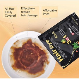 10 PCS Hair Shampoo Instant Hair Dye for Men Women, Black Color - Simple to Use - Hair Dye Permanent - Last 30 days - Natural Ingredients for Woman&Man Black hair Shampoo