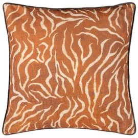 Wylder Tropics Jurong Tiger Chenille Animal Print Cushion Cover, Rust