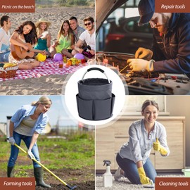 EUBSWA Universal Cleaning Bag, 17 L, Cleaning Agent Organiser, Foldable Storage Basket, Cleaning Organiser for Indoor, Garden, Bathroom, Grey