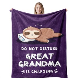 Great Grandma Gifts, Best Gifts for Great Grandma, Great Grandma Birthday Gifts, Great Grandmother Gift Ideas, Gift for Great-Grandmother, Great Grandma is Charging Soft Sloth Blanket Throw 60" X 50"