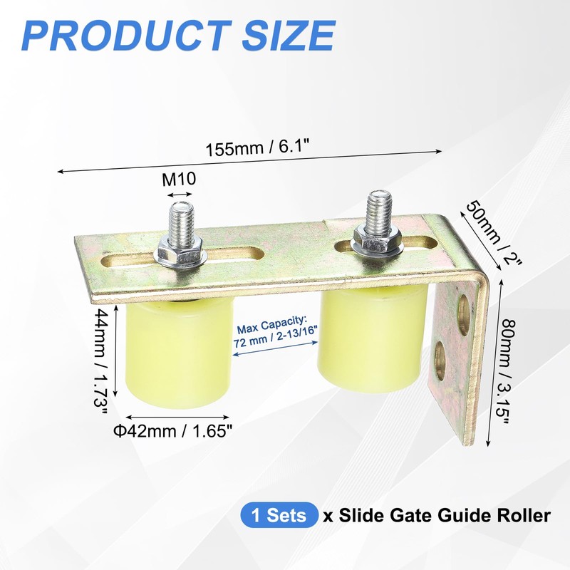 uxcell 1Set Slide Gate Guide Roller, 1.7" Nylon Rollers Gate