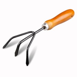 SagaSave Garden Rake 3 Tines - Stainless Steel Hand Cultivator for Heavy-Duty Soil Loosening, Planting, and Weed Removal Cultivating Loosening Tilling Soil