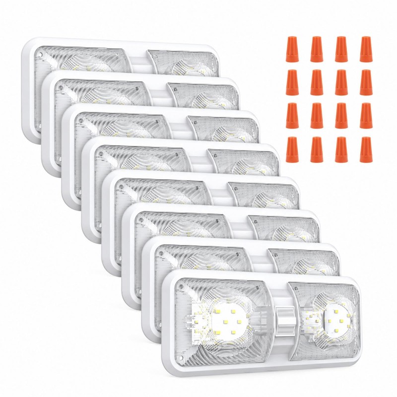 RV LED Interior Lights DC 12V, 1000LM 8W Double Dome