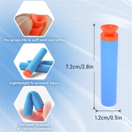 SYNTHORA 100pcs Foam Darts with Suction Cup Refill Pack, 7.2cm EVA Foam Bullets, Durable Foam Bullet for Elite Blaster (Light Blue)